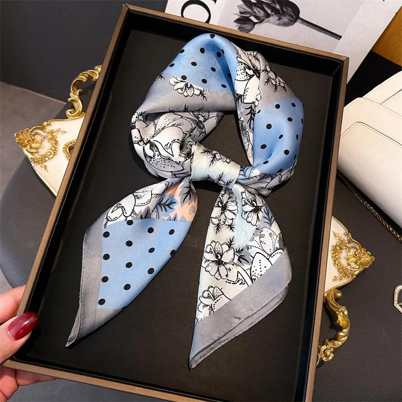 Fashion Paisley Print Luxury Brand Silk 70cm Square Scarf Women Satin Shawls Neckerchief Wrap Scarves Bandana Hair Hjiab Floral