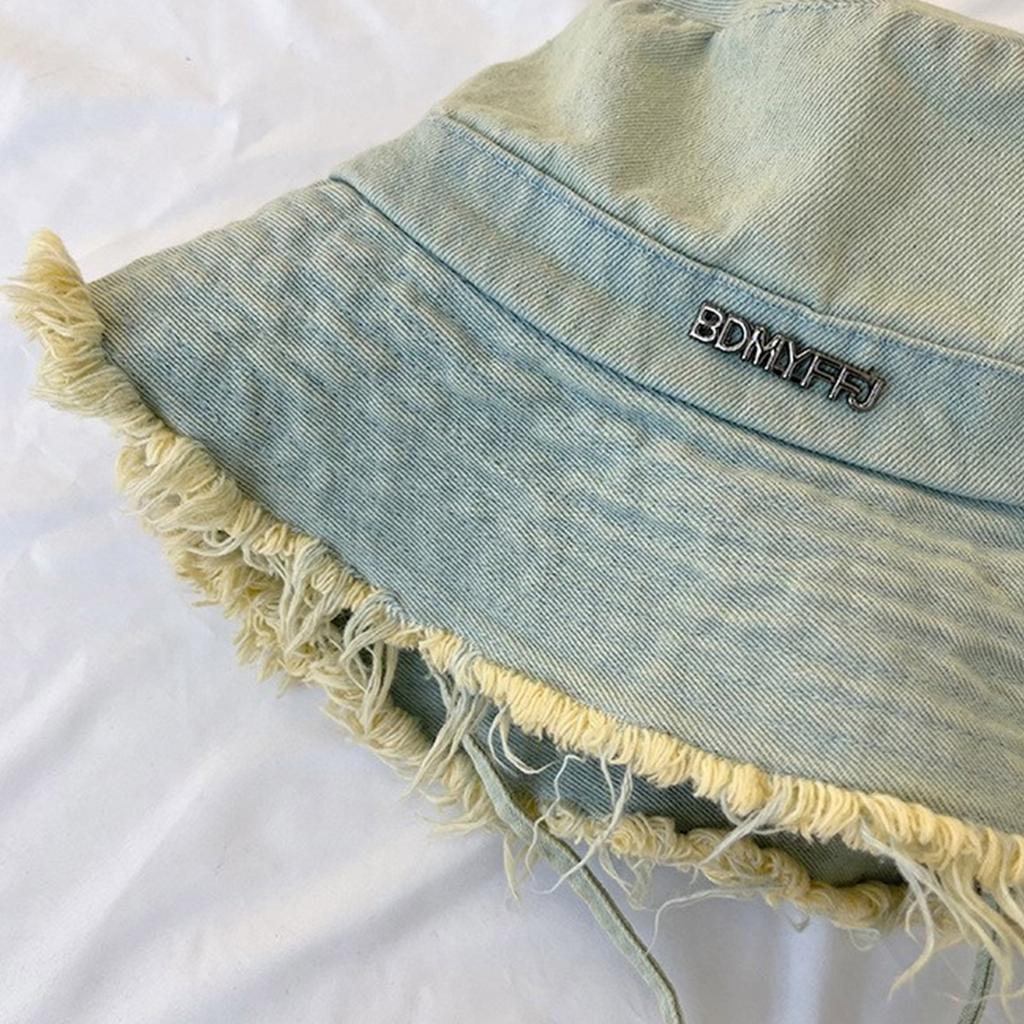 Bucket Hat for Adult Teenagers Wide Brim Foldable Soft Fisherman Hat Spring Summer Anti-uv Hat Frayed Edge Design