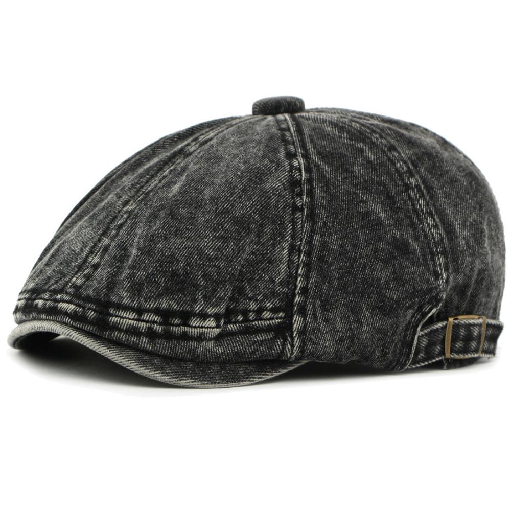 HT5045 Mens Beret Women New Spring Autumn Denim Beret Hat 100% Cotton Adjustable Artist Flat Cap Male Female Octagonal Beret Cap