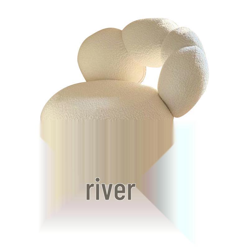 Cream Style Lamb Wool Makeup Chair with Rotatable Backrest - Perfect for Girl's Bedroom or Desk.
