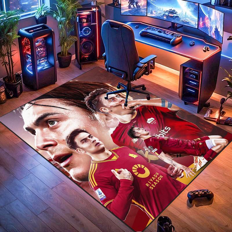 AS Rom Fußballstar Collage Druck Teppich Fußball Sport Rutschfeste Rechteckige Fußmatte Wohnzimmer Schlafzimmer Heimdekoration Fan Teppich