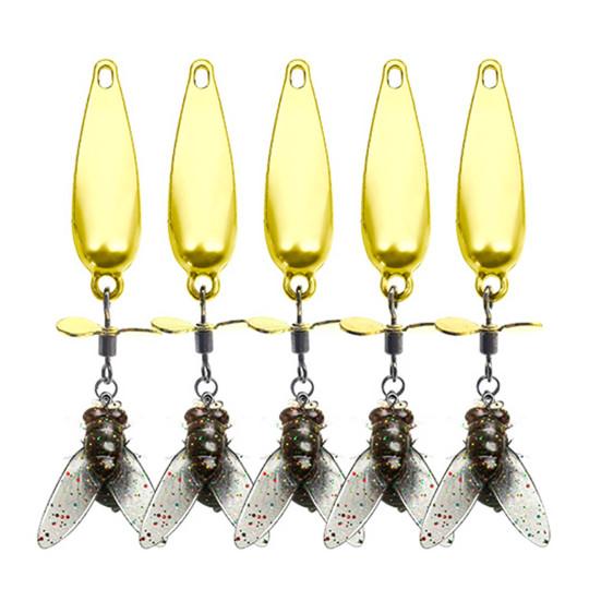 5Pcs Metal Propeller Fishing Lures Compact Portable Easy to Use Fly Spinning Propeller Metal Sequin Hard Baits