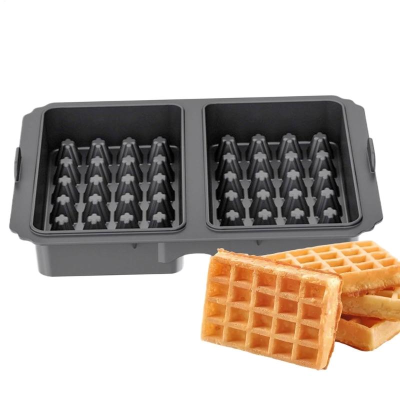 Air Fryers Compatible Waffle Pan Silicone Bakeware with Small Handle Oven Safe Waffle Molds Suitable for Easy Removal