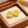 Lily Earrings Flower Gold Earrings Women's Elegant Exquisite Petals New Chinese Style Versatile National Style Earrings