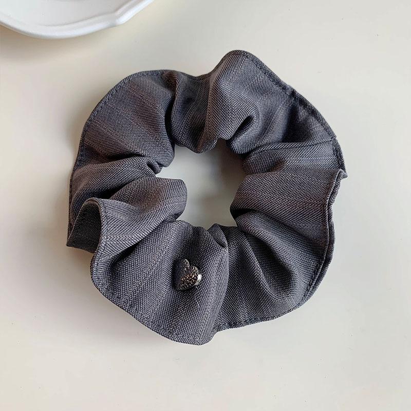 Korean Stripe Heart Scarf Scrunchie: High-End Oversized Hair Tie for Women