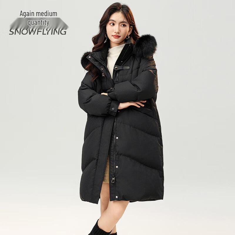 Xuezhongfei Women's Mid-length 90% Down Jacket with Faux Fur Hood
