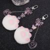 1/2pcs Cute Plush Cartoon Cat Claw Keychain Soft White Pink Key Ring Pendant Backpack Car Pendant Decoration Keyholder Lolita