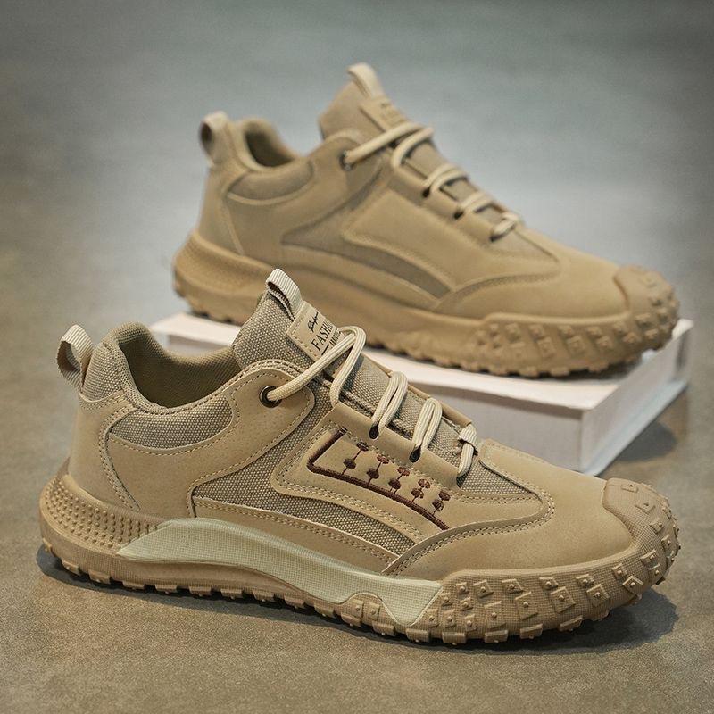 Men's Breathable Closed-Toe Hiking Shoes Non-Slip Lace-Up Low-Cut Casual Athletic Shoes Durable Outdoor Walking Sneakers for Men