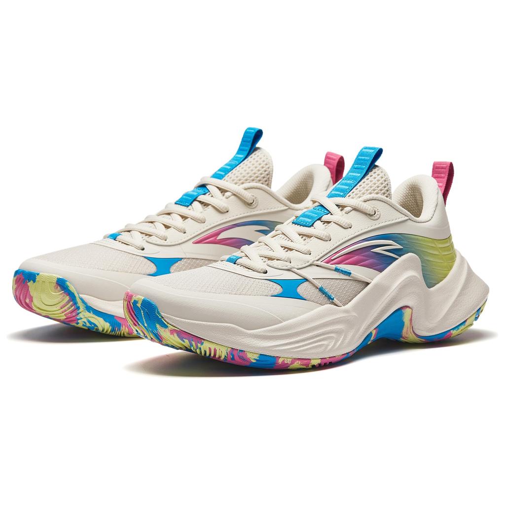 Anta Heat Wave Cement Nemesis Non-Slip Wear-Resistant Low-Top Basketball Shoes Men Sneakers Beige Blue Yellow 912421604S-2
