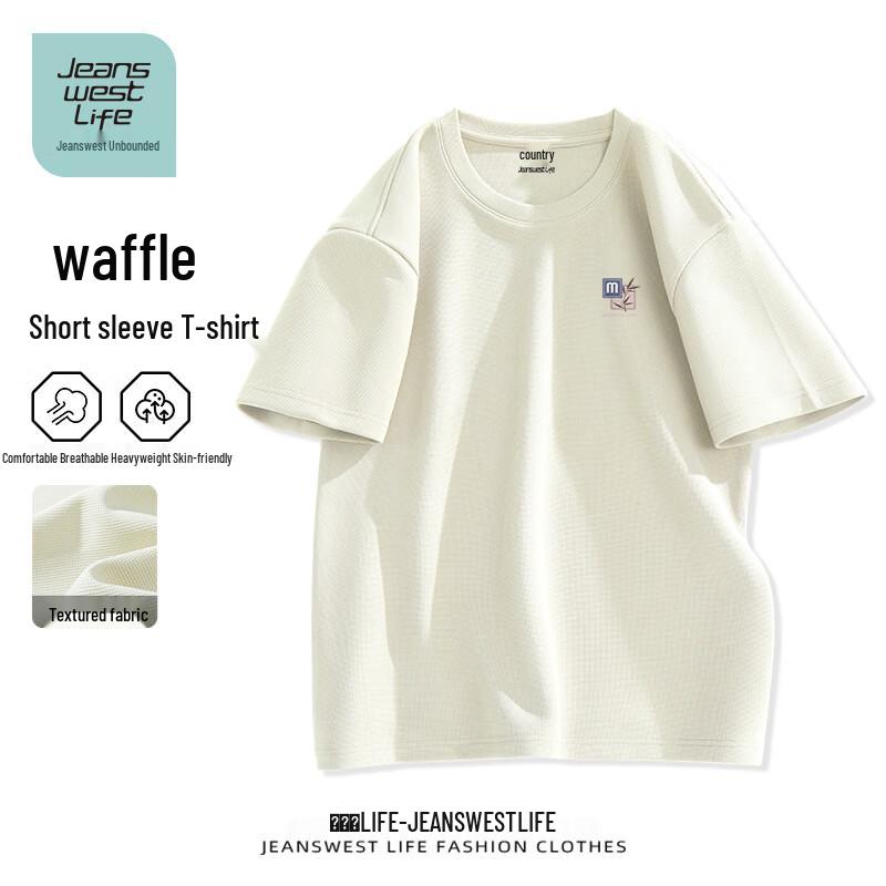 

Men s JZS Waffle Weave Loose Fit Short Sleeve T-Shirt L