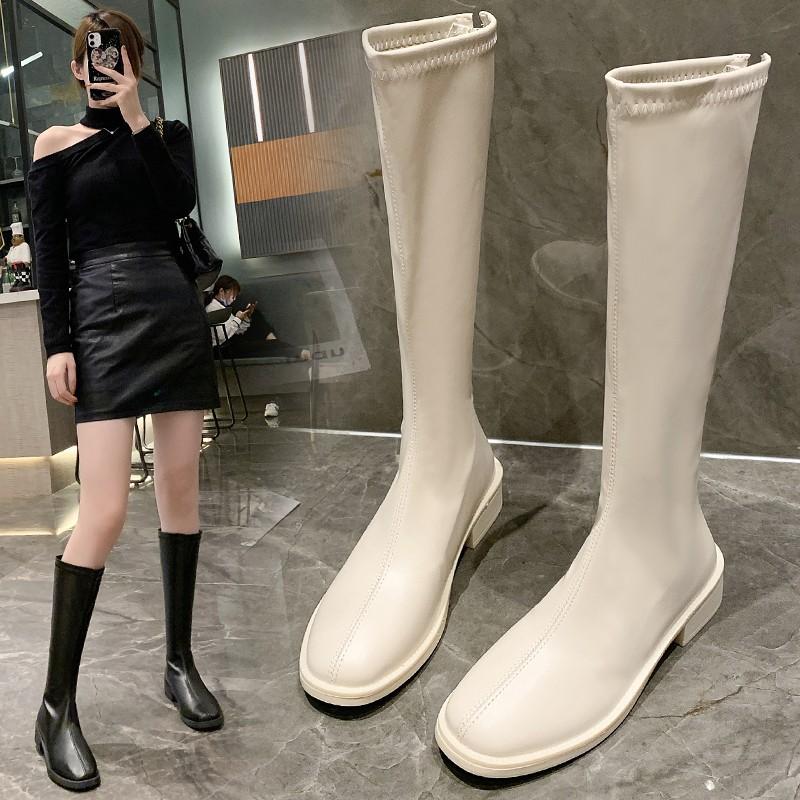 New Winter Knee High Boots Women Shoes Genuine Leather Black Western Tall Long Chelsea Boots Female  Trends Shoes