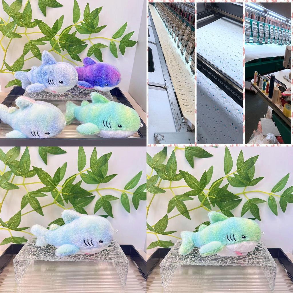 Adorable Rainbow Shark Plush Toy Cute Stuffed Animal Keychain Bag Charm For Kids