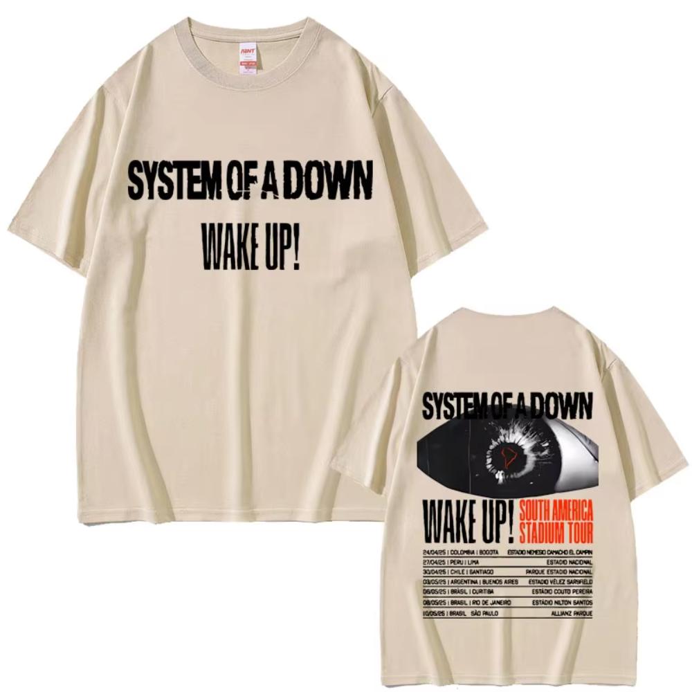 Rocková kapela System of A Down Wake Up South America Stadium Tour 2025 Tričko Alternativní Metalový Merch Trička Pánské Nadměrné Tričko