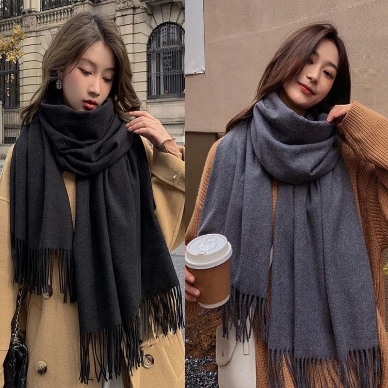 New Black Scarf Cashmere Woman Wool Ladies Scarf Warm Checkered Scarf Women's Winter Scarves Autumn XWJ07