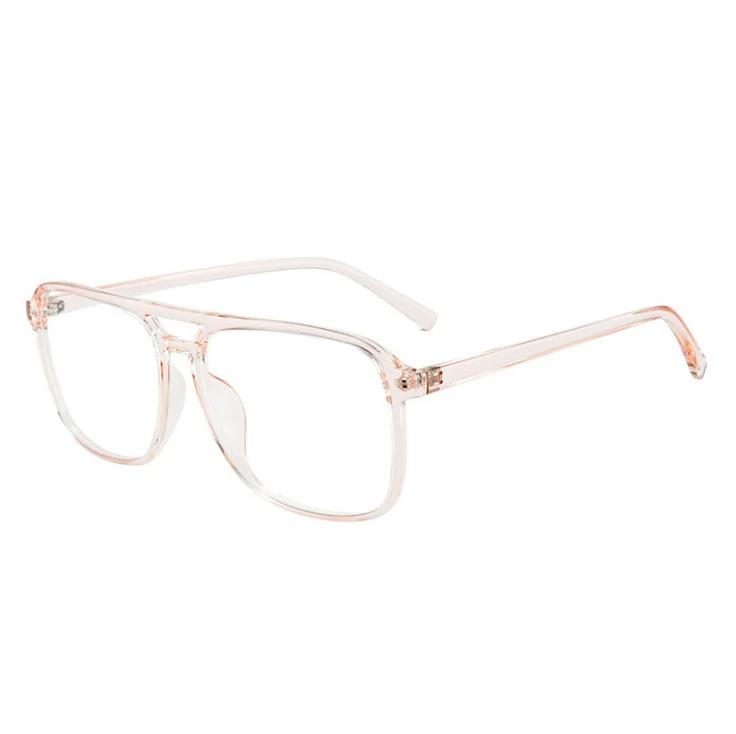 

Square Finished Myopia Glasses Cat Eyes Big Frame Double Beam Diopter 0 -0.5 -1.0 -2.0 To -6.0 0 прозорого рожевого кольору