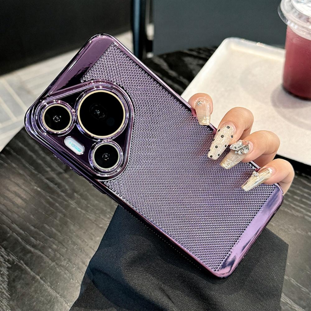Huawei Pura 80 P80 P70 P60 P50 Pura70 Pro Plus Ultra Cooling Mesh Breathable Cover Luxury Electroplating Glossy Armor Case