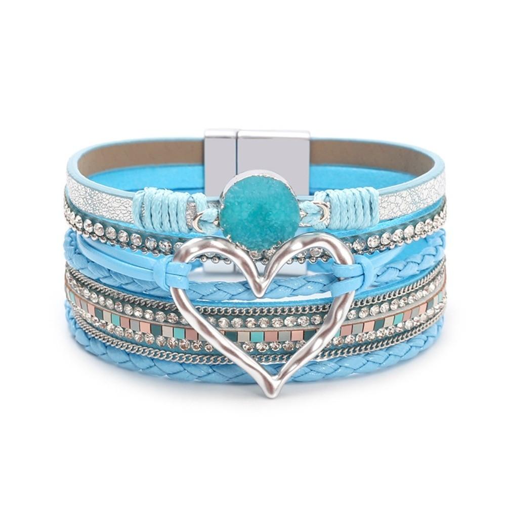 Magnetic Clasp Leather Bracelet Bangle Multi-layer Multi-Layer Bracelet  Festival Gift