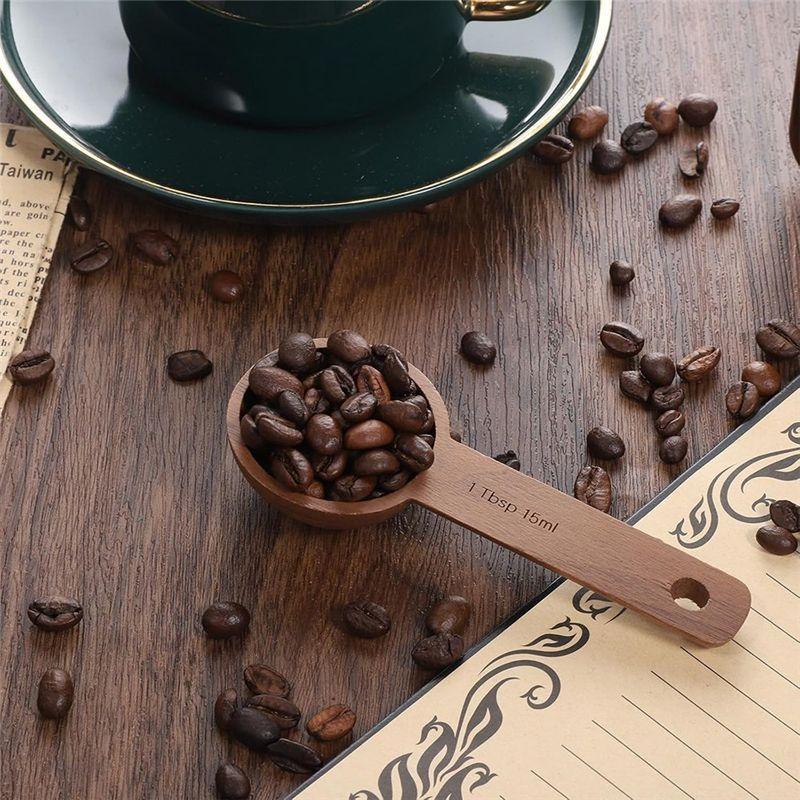 ABIY Walnut Wooden Coffee Scoop For Jars, Coffee Scoop For Ground Coffe Handmade Tablespoon Measuring Spoon For Coffe Beans