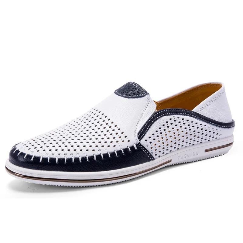 Casual Zapatos Para Hombres Genuine Leather Male White Tênis Handcrafted Mens Loafers Breathable Shoes Sapato Social Masculino