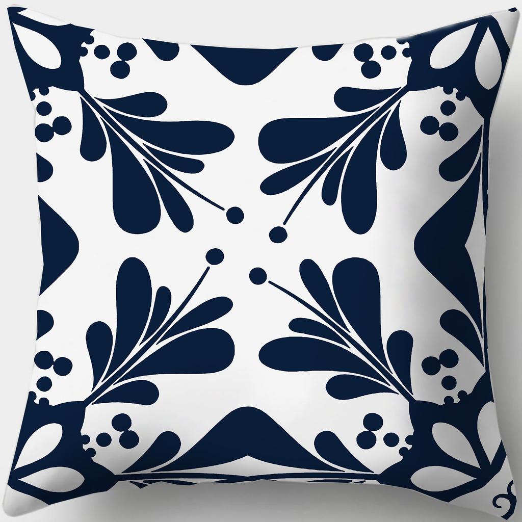 Home Decor Stylish Blue and White Patterned Pillow Covers Pattern Cushion Cover Suitable for Sofa Bedroom Car Pillow Cover