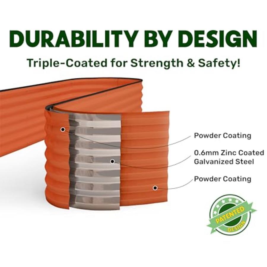 9-in-1 Galvanized Steel Raised Garden Bed 8×2×1.5 ft Modular Planter for Gardening Vegetables Flowers 18 Tall Metal Raised Gard
