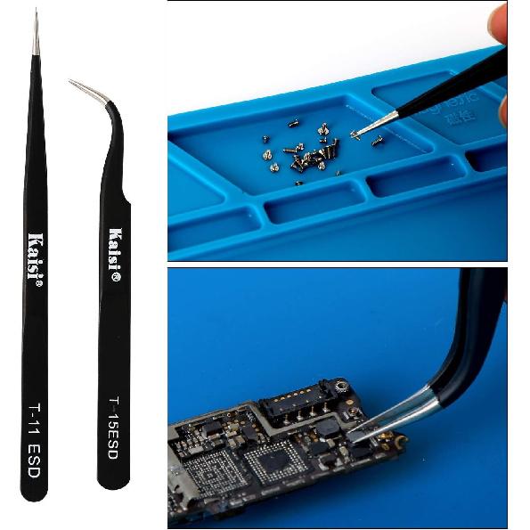 Kaisiking 6 Pcs Double Sided Soldering Assist Aid Repair Tool with 2 Precision Tweezers for Electronics Repair and Soldering