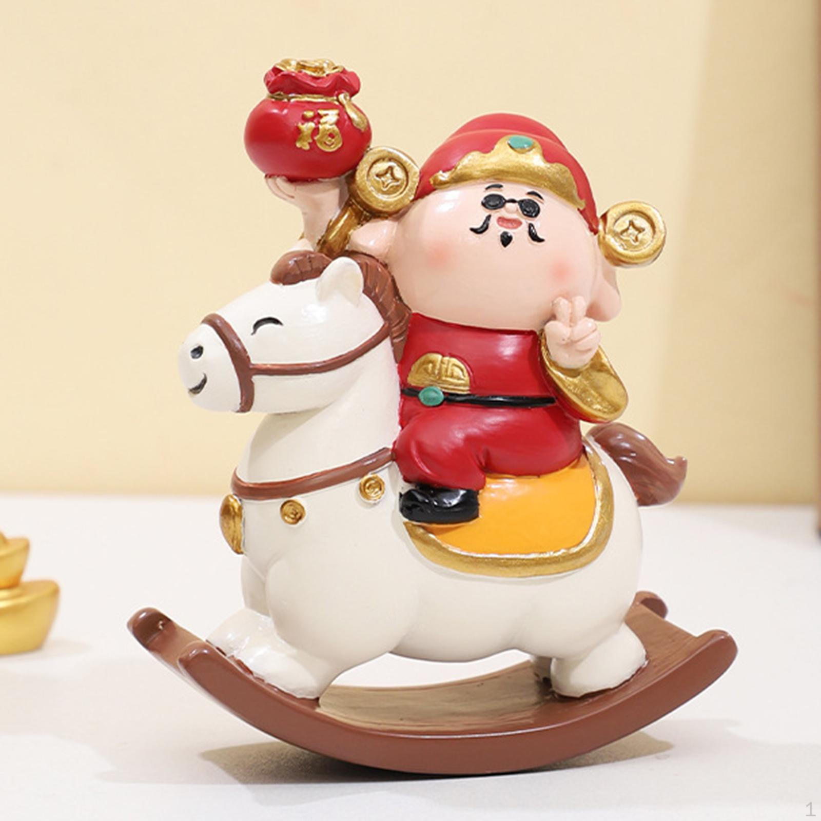 

God of Wealth Figurine Desktop Ornament Cartoon Creative Fortune Statue Feng Shui Decor for Style B