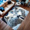 Decorative Wolf Pair Rug Mat for Living Room Hallway Snowy Winter Animal Decor Nordic Boho Home Carpet