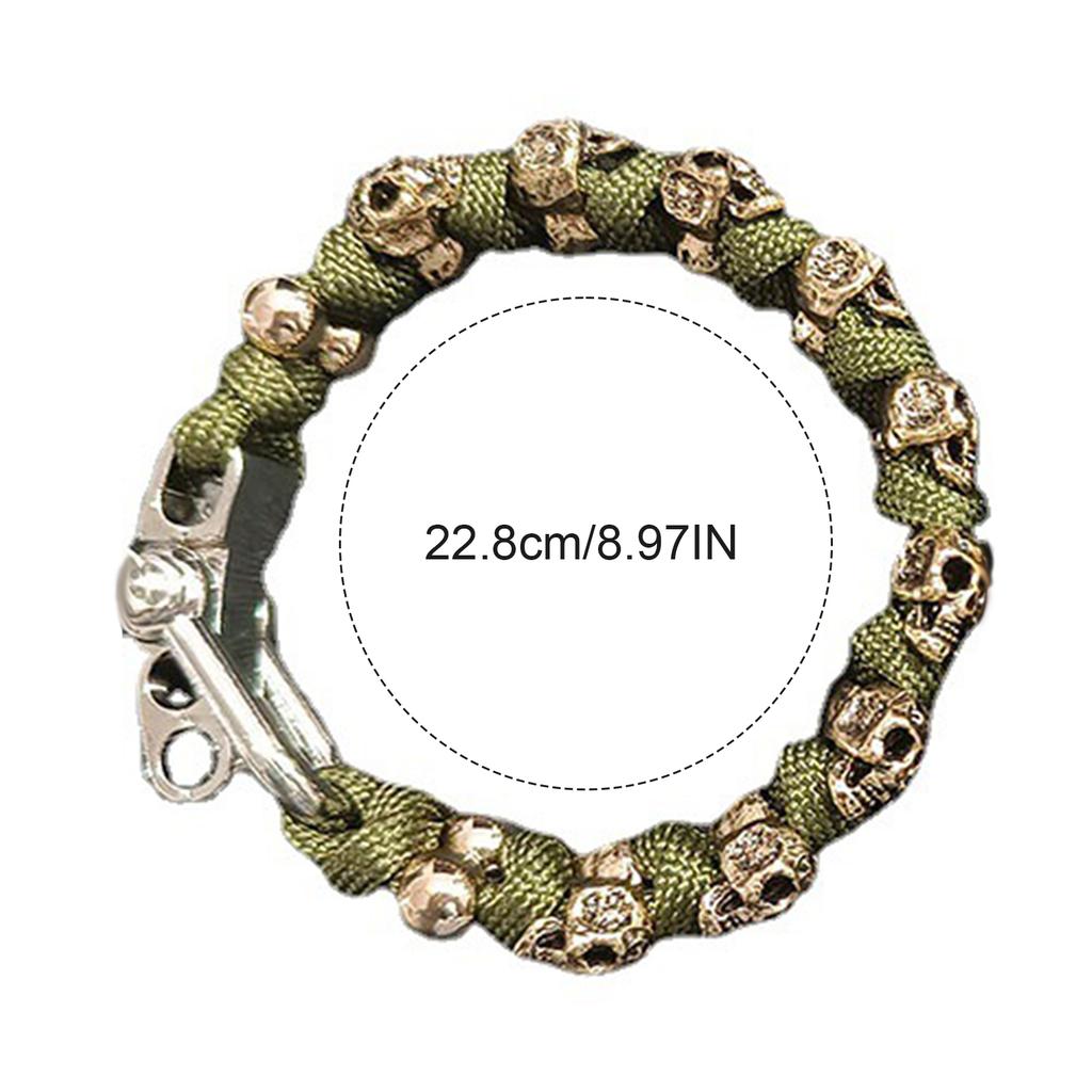 Punk Skull Paracord Bracelet for Men Vintage Style Handmade Adjustable Wristband for Men