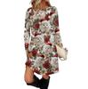 Women's Fashion Casual Dress With Pockets, Decorative Buttons, Christmas Prints, Round Neck And Long Sleeves
