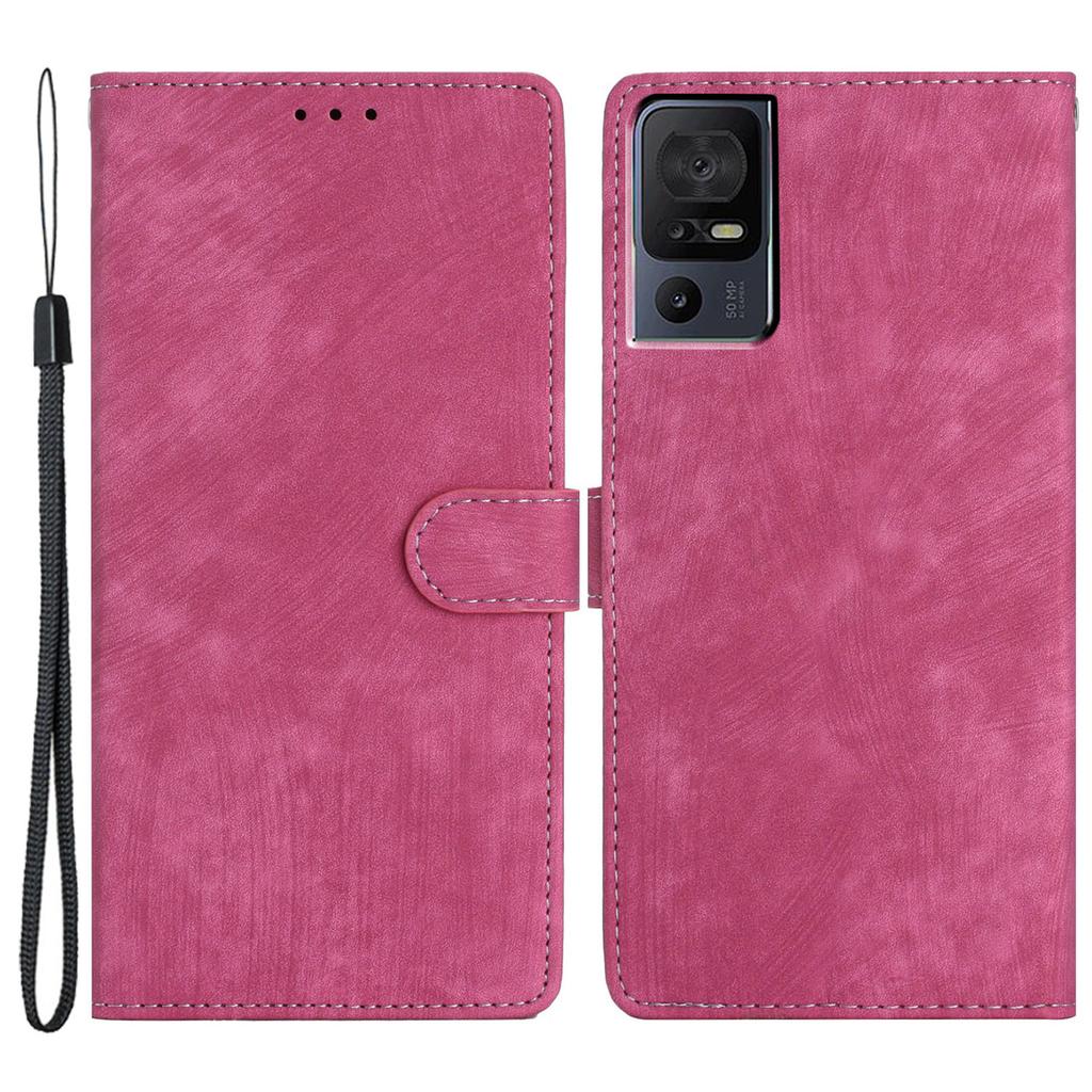 For TCL 40 SE Case with Wrist Strap Skin-touch Wallet Leather Phone Cover