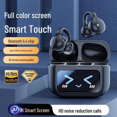 M100 Clip-on Touch Smart Color Screen Bluetooth Earphones - 2026 Model with Long Battery Life