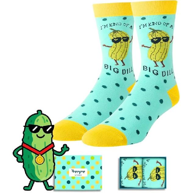 HAPPYPOP Pickle Socks for Women Men - Funny Dill Pickle Gifts for Teens, Stocking Stuffers I m Kind of a Big Dill Li