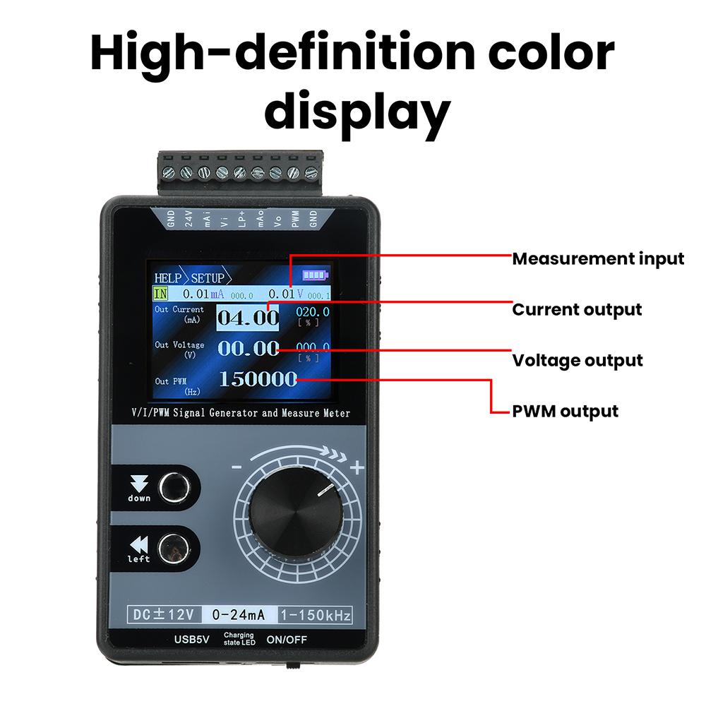PWM Pulse Signal Generator PWM Current and Voltage 2-inch Colour Screen Signal Generator 0-20mA 4-20mA 0-10V Type-C Port