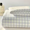 Spring Summer Washed Cotton Bed Sheet Three Piece Set Japanese Style Simple Grid Bed Cover Single Piece Household Simmons Mattress Protective Cover