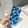 Textured Fuzzy Cyan Blue Animal Pattern Art Film Aesthetic Protective Shockproof Bumper Phone Case Cover For iPhone 14 15 16 Pro Max Plus