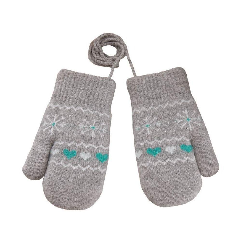 Hanging Neck Rope Children Knitted Mittens Thickened Warm Winter Warm Gloves  Winter Season