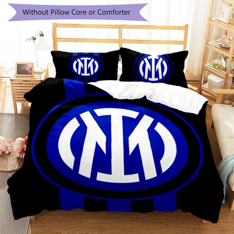 Biancheria da letto con motivo Inter Milan, Set piumone Copripiumino Federa Regalo di compleanno per la casa (1*copripiumino+2*federe,senza imbottitura)