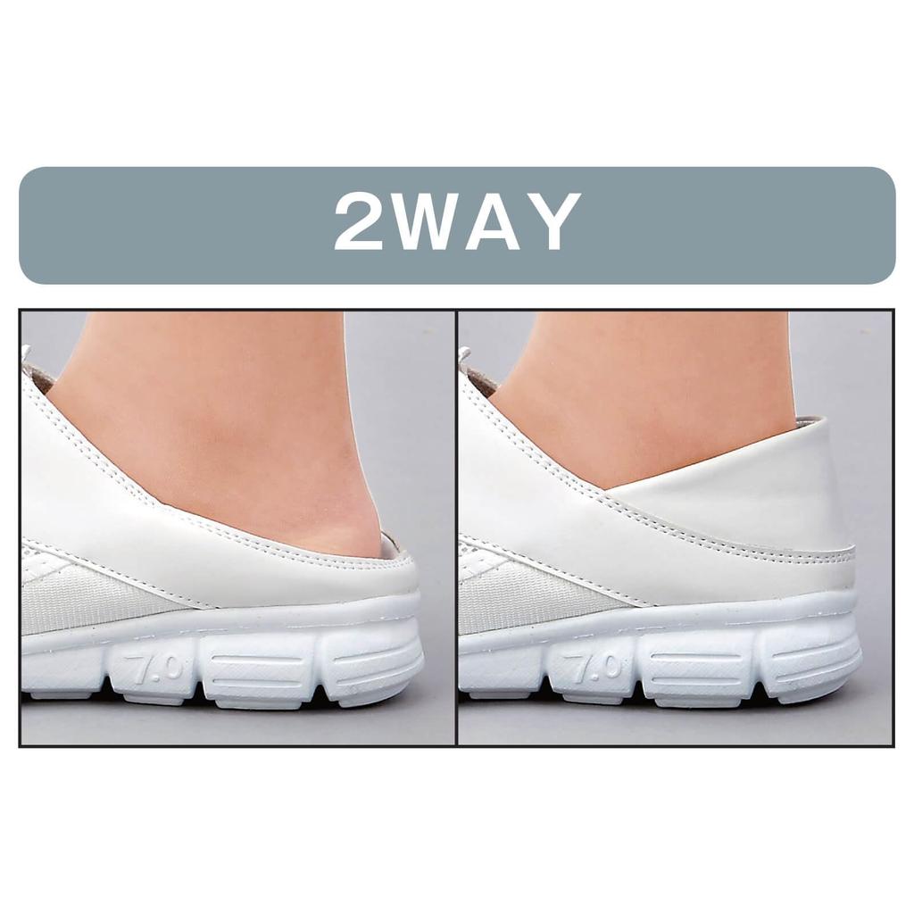[Enfamie] moz 2-Way Light Nurse Shoes for Women, Lightweight and Comfortable for Medical and Nursing Care (White x Champagne, 23-Point, 5-Centenaire M