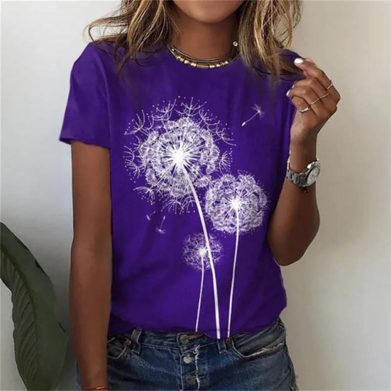 Tricou Femei Imprimeu 3D Păpădie Eleganță Y2k Vintage Sexy Personalitate Mânecă Scurtă Elegant Casual Confortabil Poliester Guler O