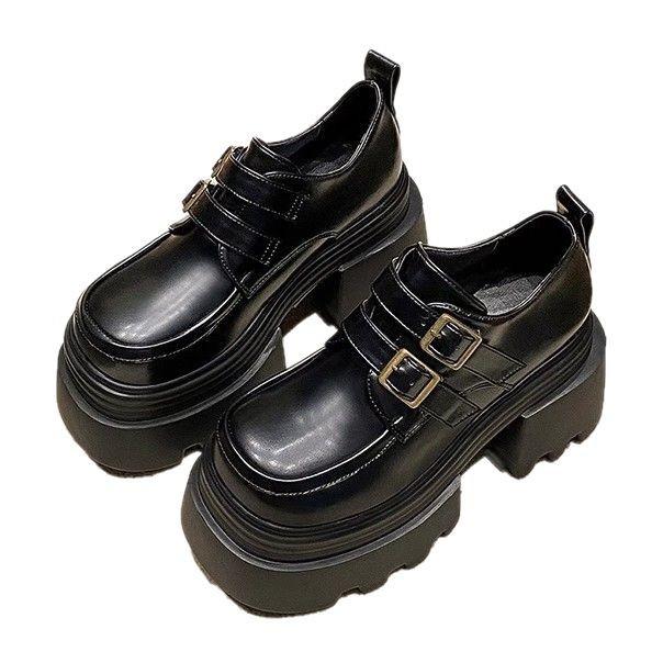 2025 Spring New Thick-soled High-end Loafers Casual Versatile Thick Heel Heightening Single Shoes British Style Small Leather Shoes