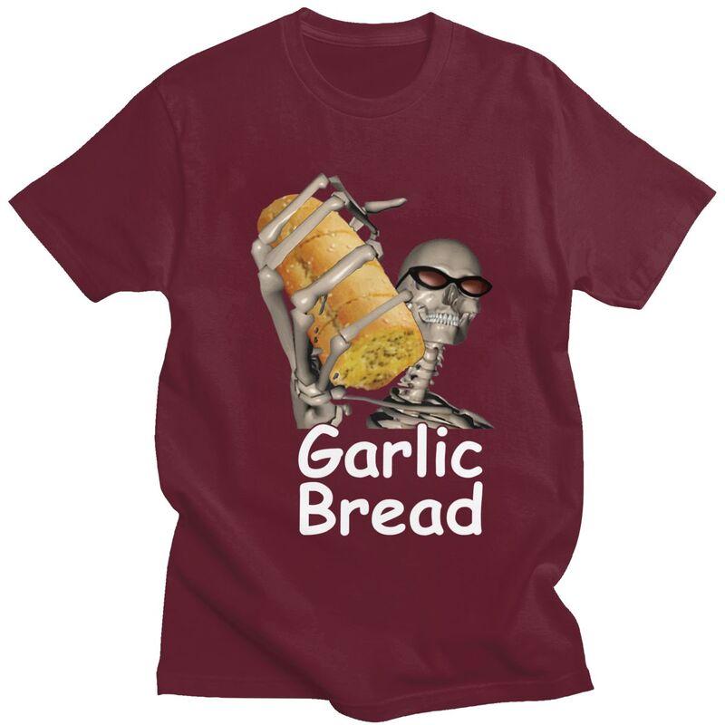 Custom Trendy Garlic Bread Skeleton Evil Skeleton Funny Meme T Shirt Men Pure Cotton Tshirt Leisure Tees Streetwear Tshirts