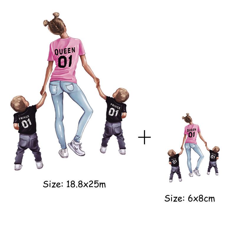 Diy remendos de transferência de calor mãe menina menino remendos de impressão em roupas super mãe pai rainha adesivos em camisetas vestidos jeans