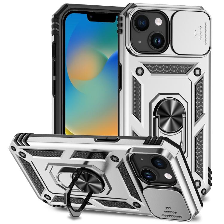 

Sliding Camshield Holder Phone Case For iPhone 15 срібний