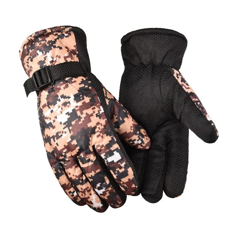 1 Pair Winter Warm Camouflage Fishing Gloves Skiing Running Riding Mittens Windproof Fleece Camo Cycling Full Fingers Mittens