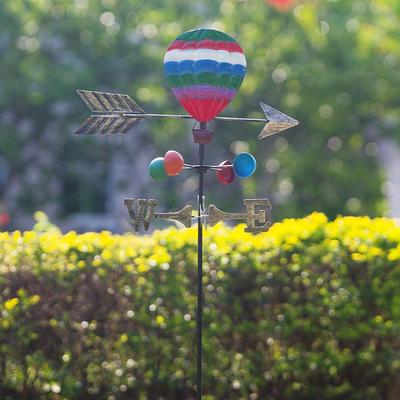 Air Balloon Weathervane, Yard Decor Weather Vane ,Multicolor Painted Wind Ornament ,Wind