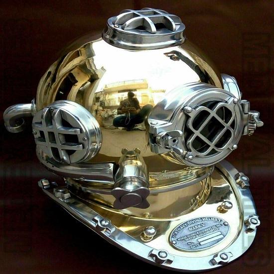 Diving Helmet Shiny Finish US Navy Marine Deep Sea Divers Helmet Scuba 18 Helmet