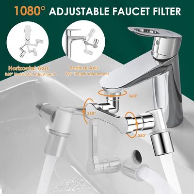 Kitchen Faucet Extender With Filter 2 Modes Metal Universal Swivel Bubbler Nozzle Sprayer 1080° Rotate Filtered Faucet Extension