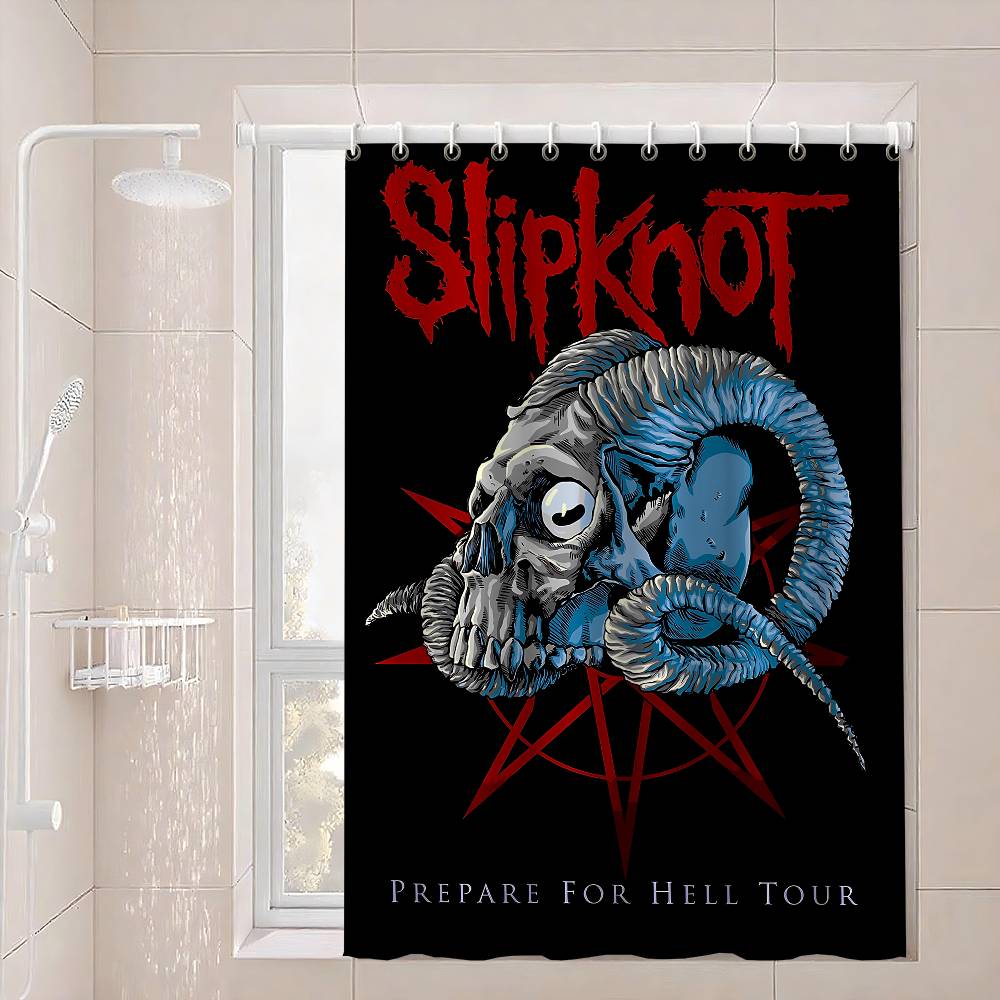S-Slipknot Rock Logo Waterproof Fabric Shower Curtain Bathroom Decoration Curtain Home Hawaiian Style Shower Curtain