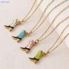 Stainless Steel Oil Dripping Colored Denim Boot Pendant Necklace Design Fashion Gold Plated Chain Jewelry Gifts For Women